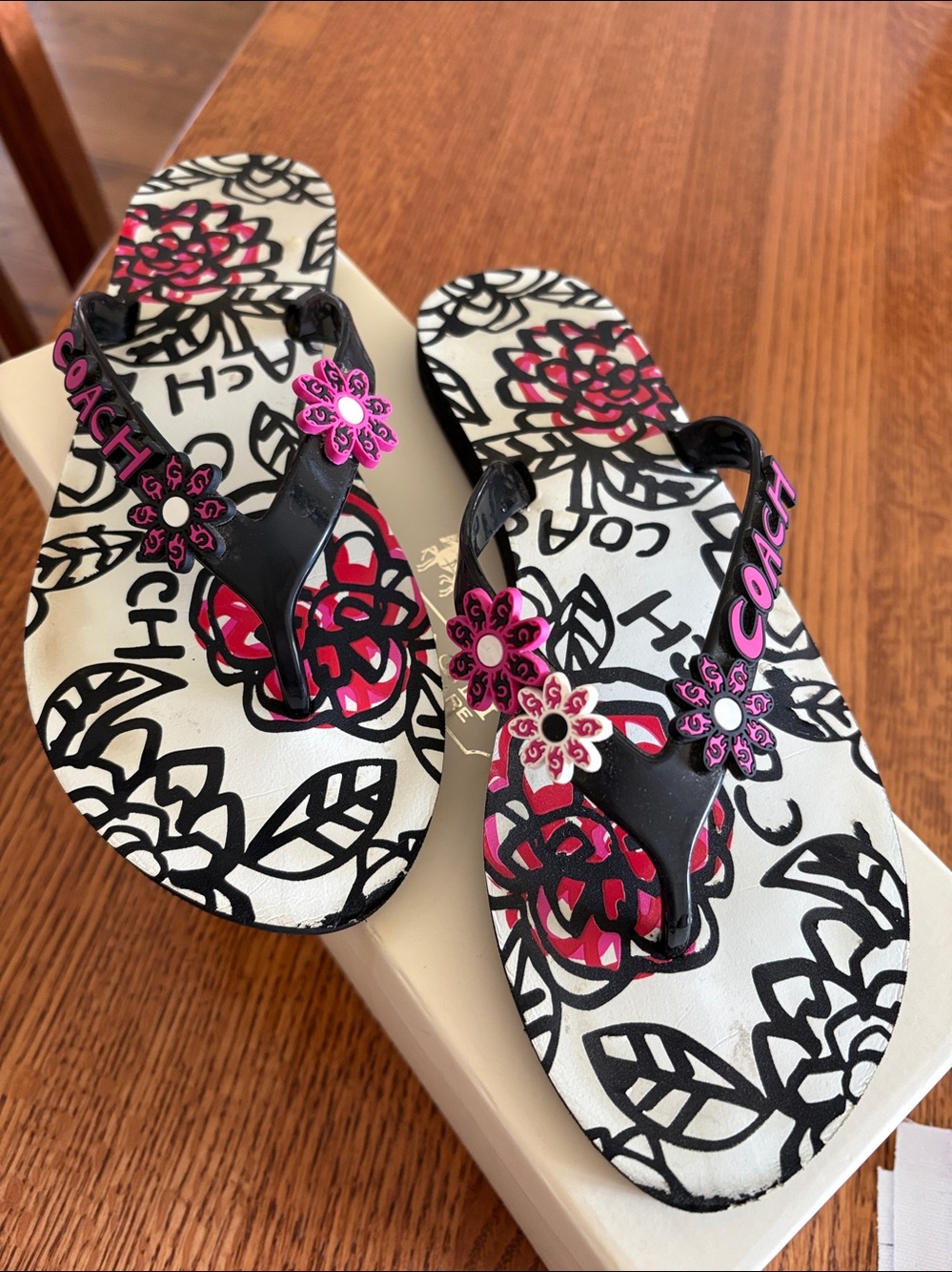 Coach Kerrie jelly print flip flops